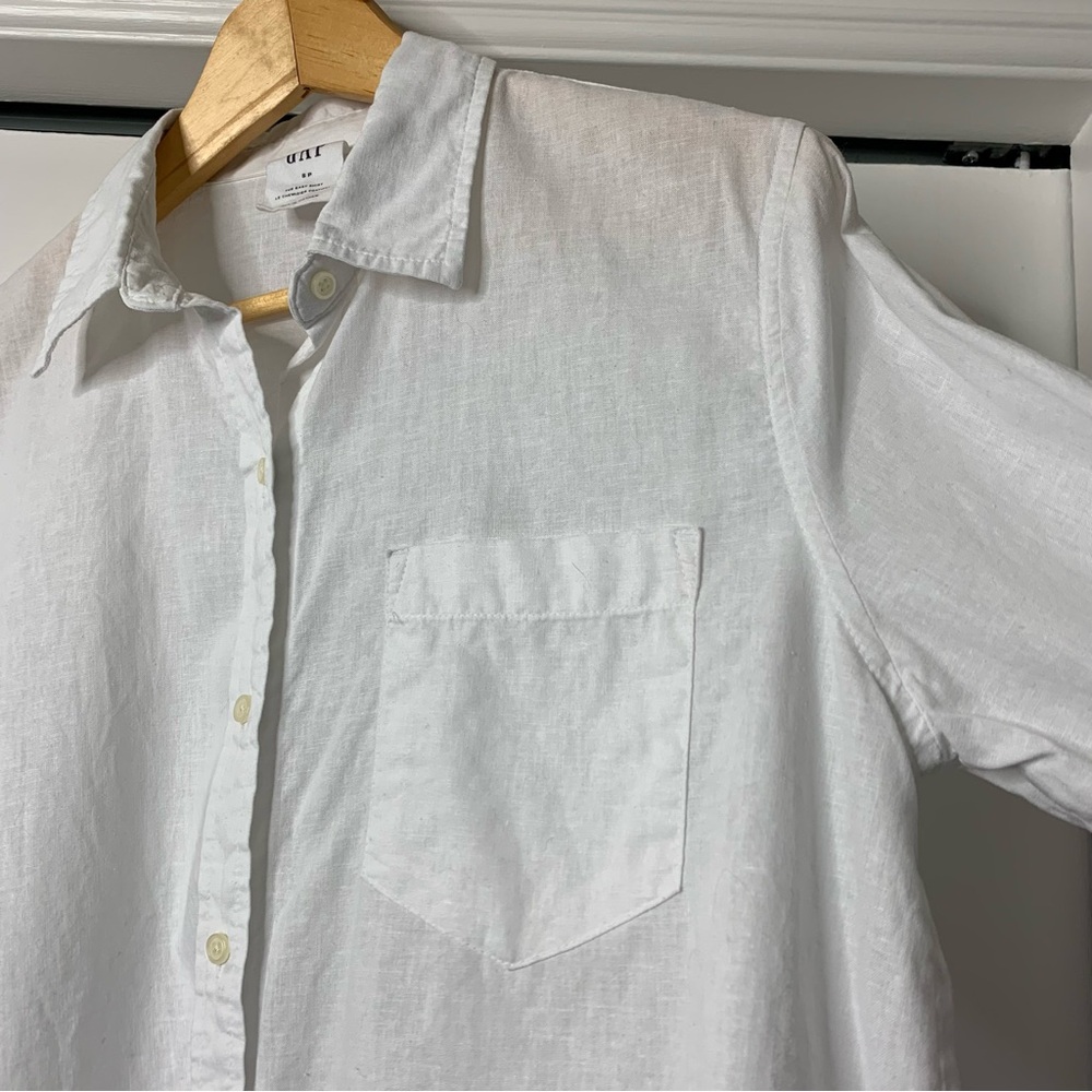 GAP The Easy Fit White Linen Blend Women’s Button-Down Shirt Size S - Picture 3 of 13